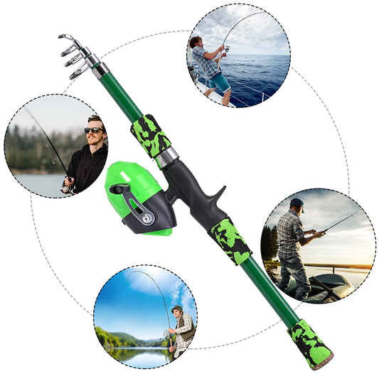 Kids Telescopic Fishing Rod with Reel for Outdoor Lakes & Rivers