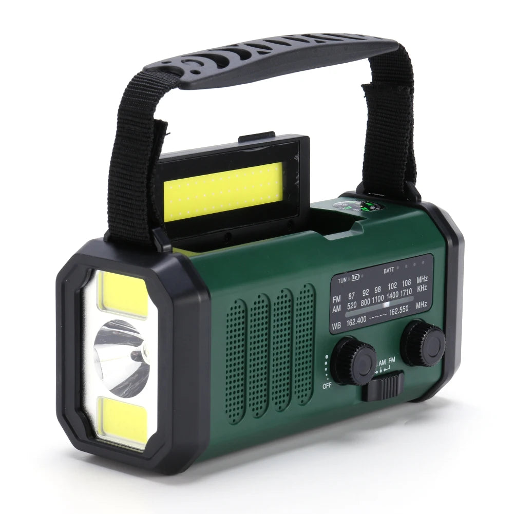 LED Emergency Hand Crank Radio with Flashlight and Solar Charging