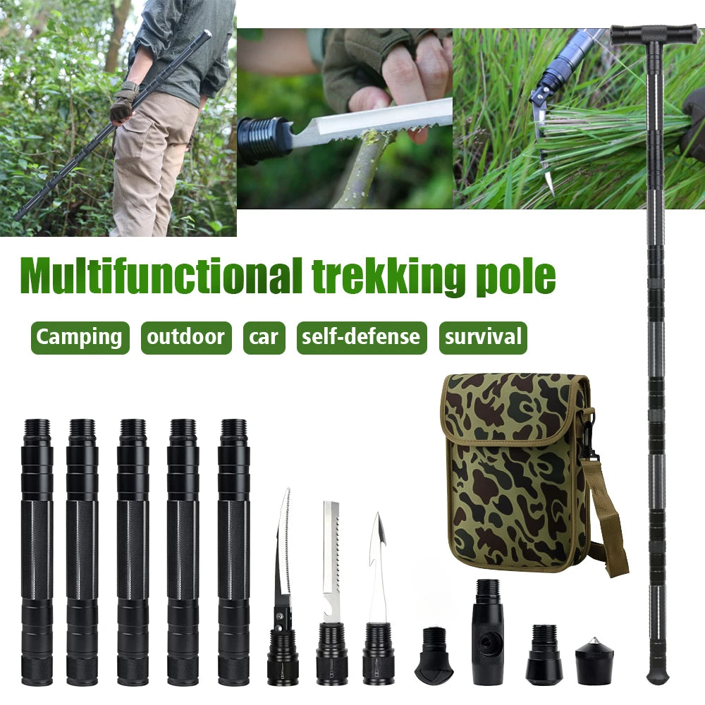 Folding Mountaineering Stick with Camouflage Backpack