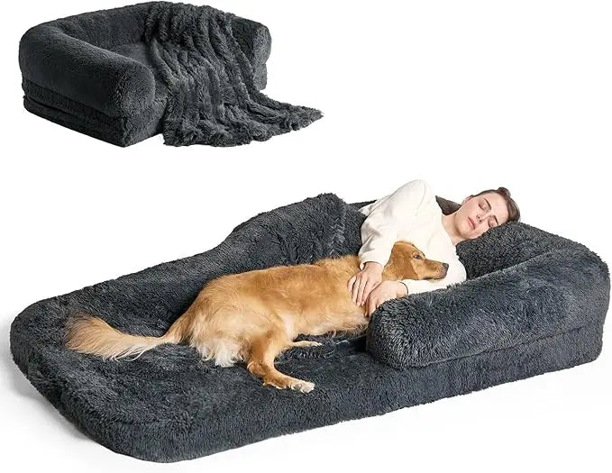 Foldable Orthopedic Memory Foam Human/Dog Bed Waterproof