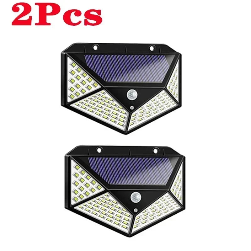 1/2/4 Solar Powered 100 LED Wall Lights for Outdoor & Garden