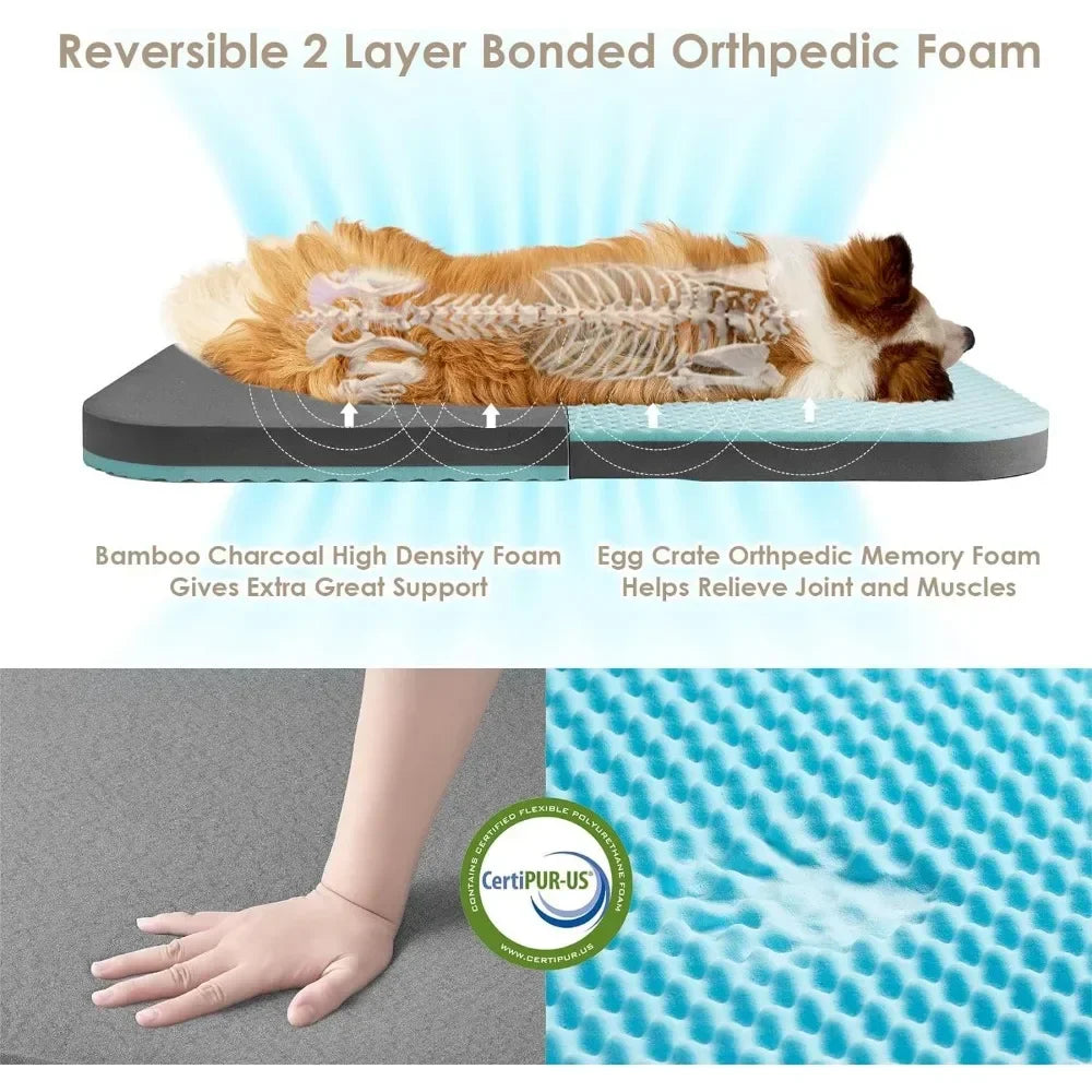 Foldable Orthopedic Memory Foam Human/Dog Bed Waterproof