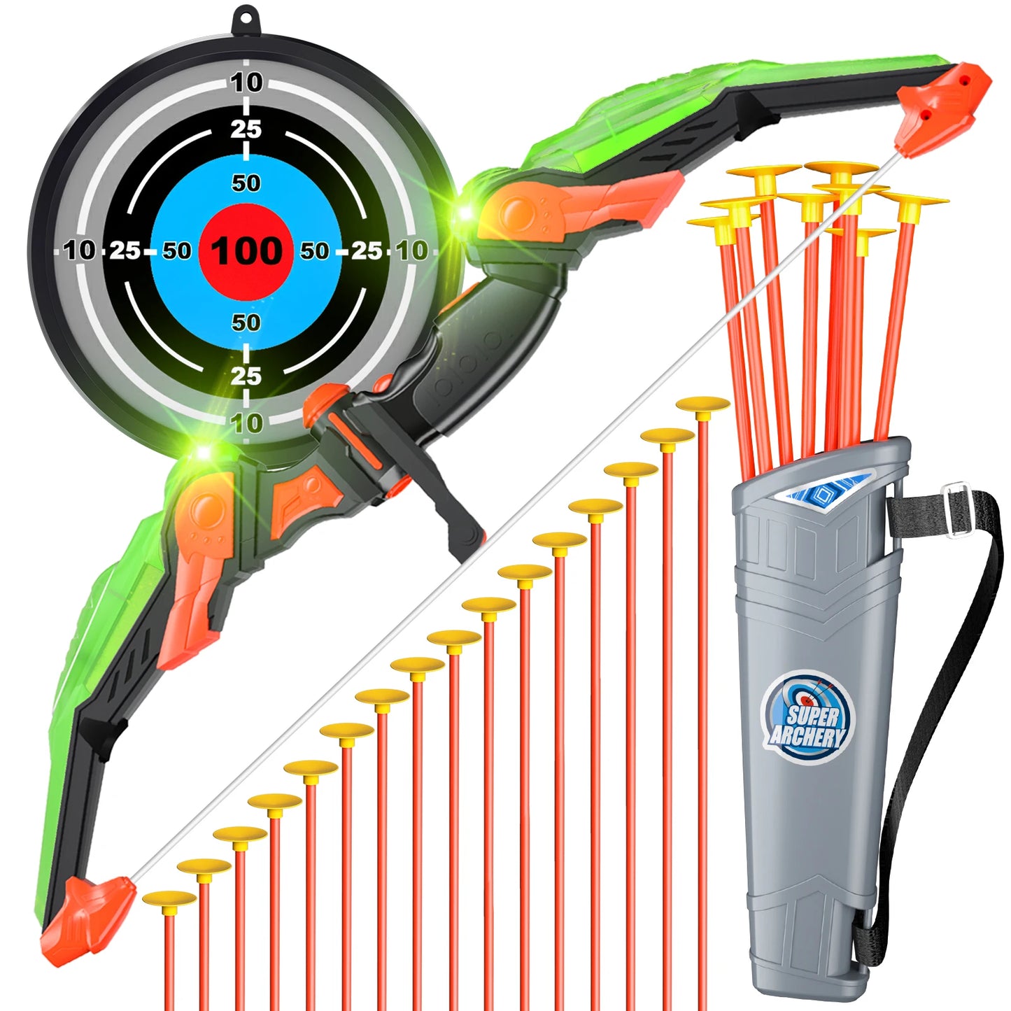 LED Light Up Bow and Arrow Toy Set for Kids