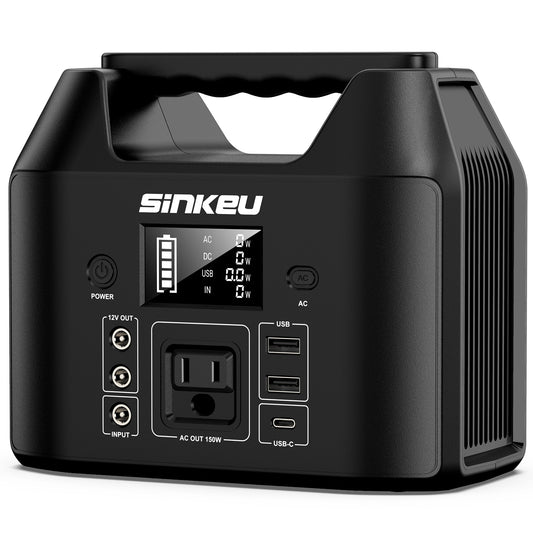 150W Portable Power Station with 122.8Wh LiFePO4 Battery Solar Generator & LED Flashlight for Camping