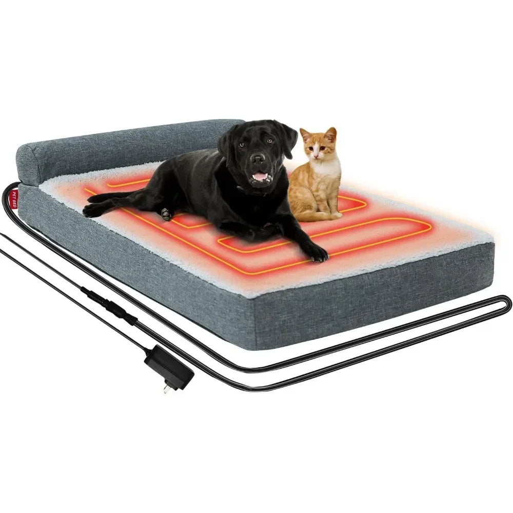 Orthopedic Heated Dog Bed with Memory Foam for Large Dogs