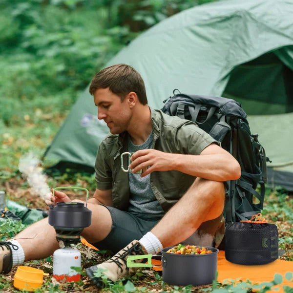 16-Piece Camping Cookware Set with Stove and Utensils