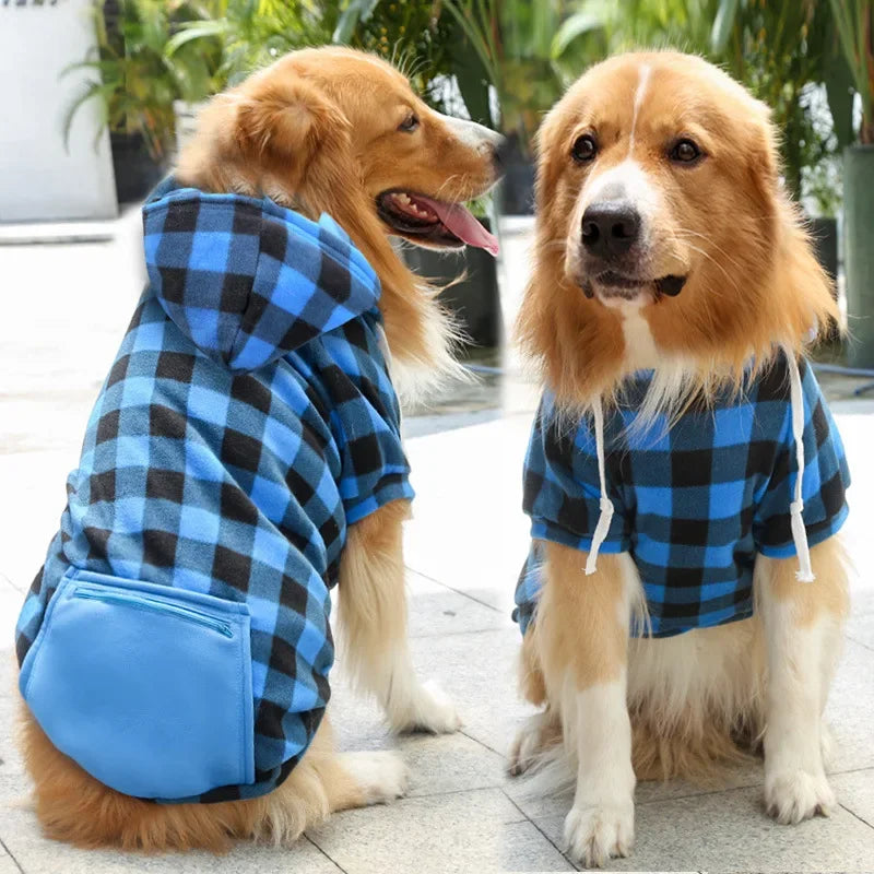 Reversible Plaid Dog Winter Coat Warm Pet Jacket for Small to Large Dogs