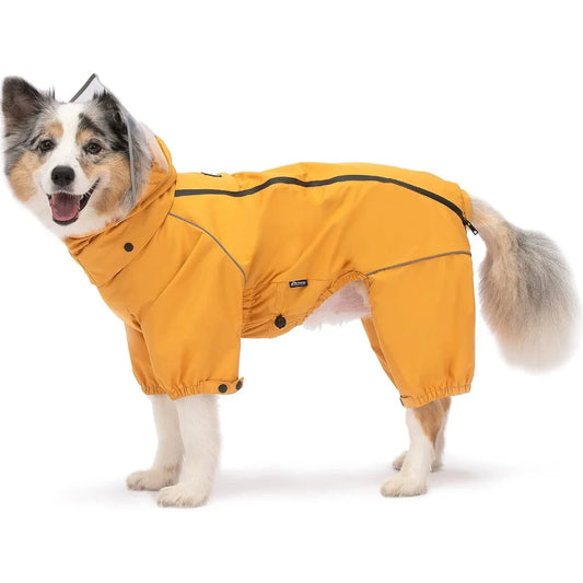 Waterproof Windproof Dog Raincoat with Reflective Trim