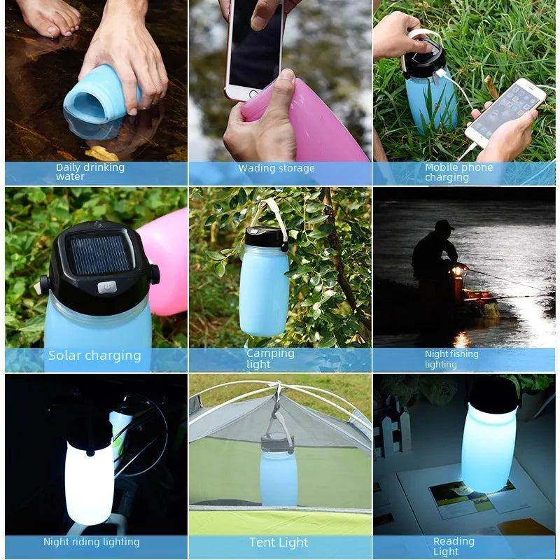 Solar-Powered Kettle Lantern for Camping and Emergencies