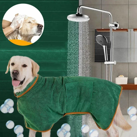 Quick-Dry Absorbent Dog Bathrobe with Adjustable Fit