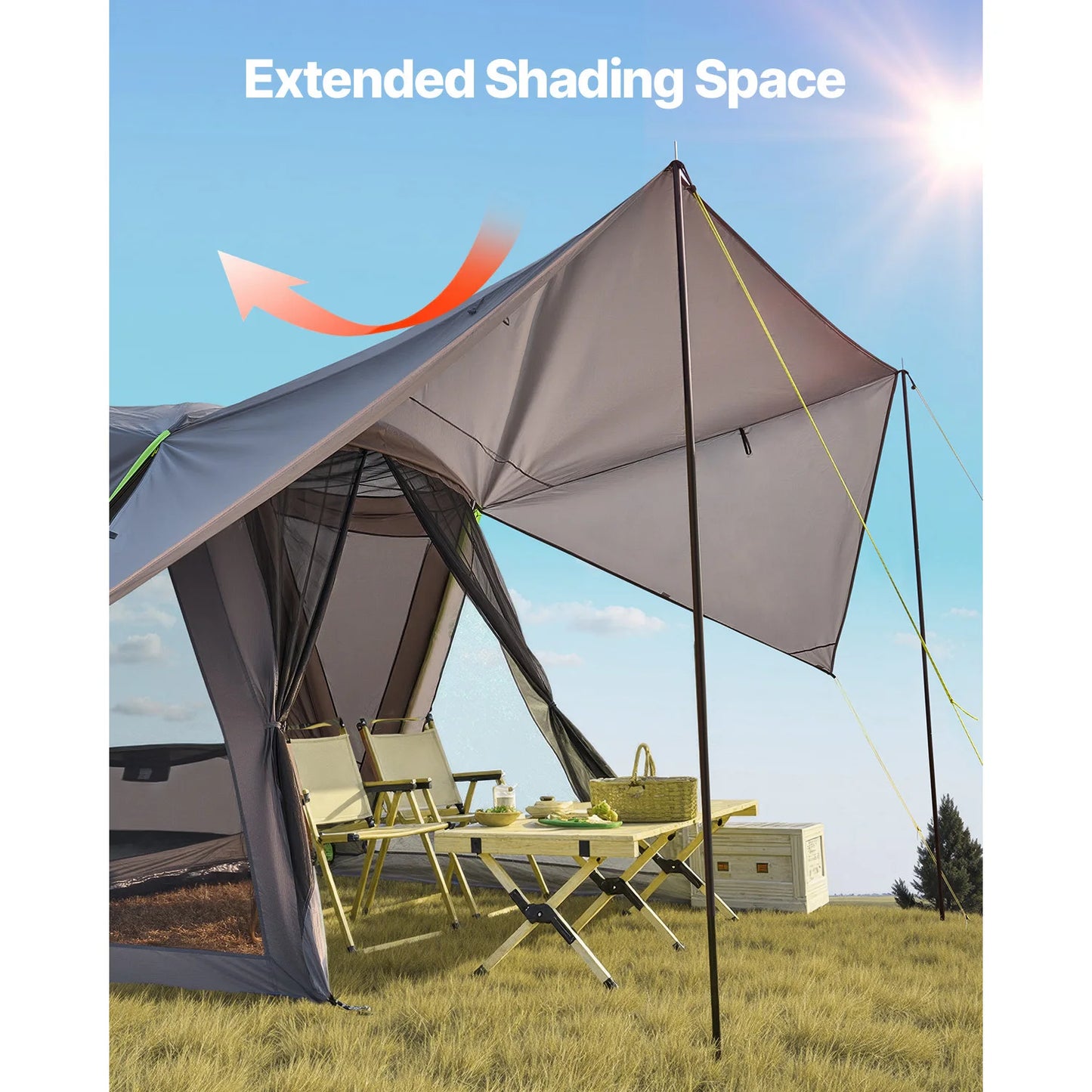 8' x 8' Waterproof SUV Camping Tent with Awning and Mesh Windows