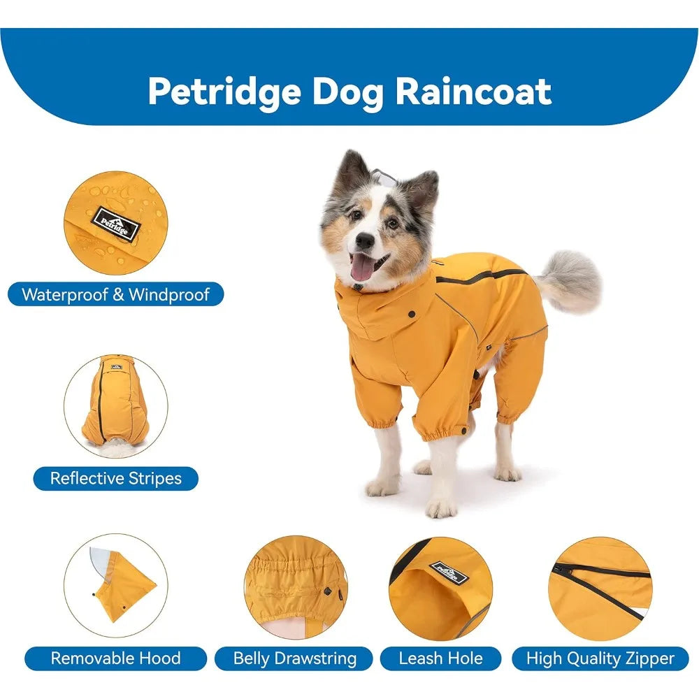 Waterproof Windproof Dog Raincoat with Reflective Trim