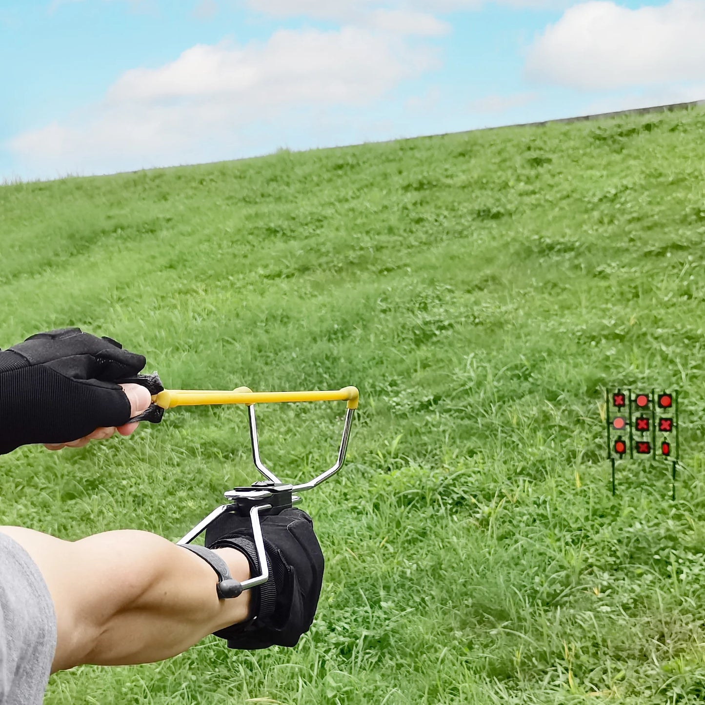 Folding Rubberized Slingshot with Auto Feed and Wrist Support for Adults