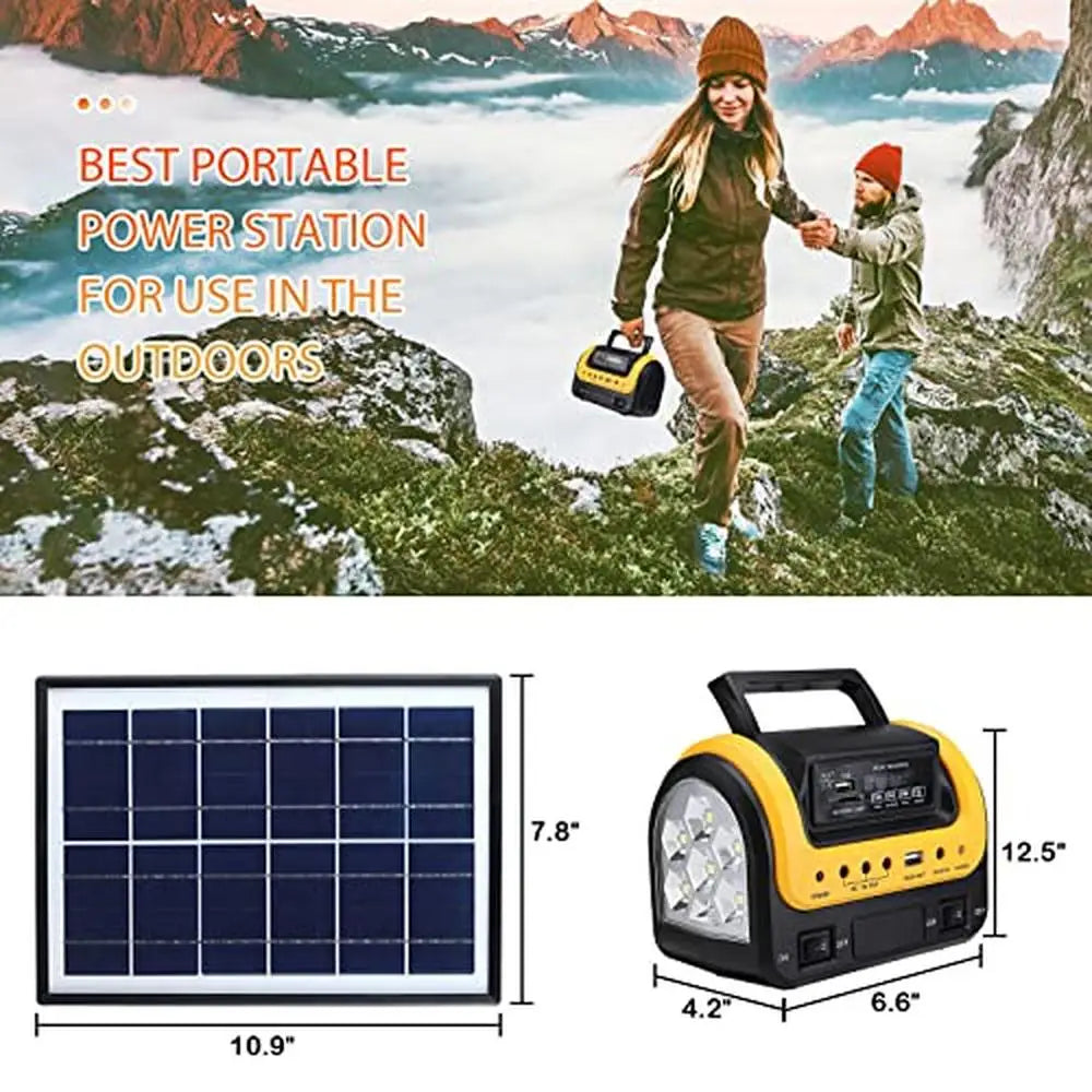 Portable Solar Powered Generator Station with Panels and LED Flashlight