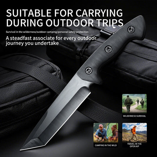 Military Survival Knife with Non-Slip Handle and Sheath