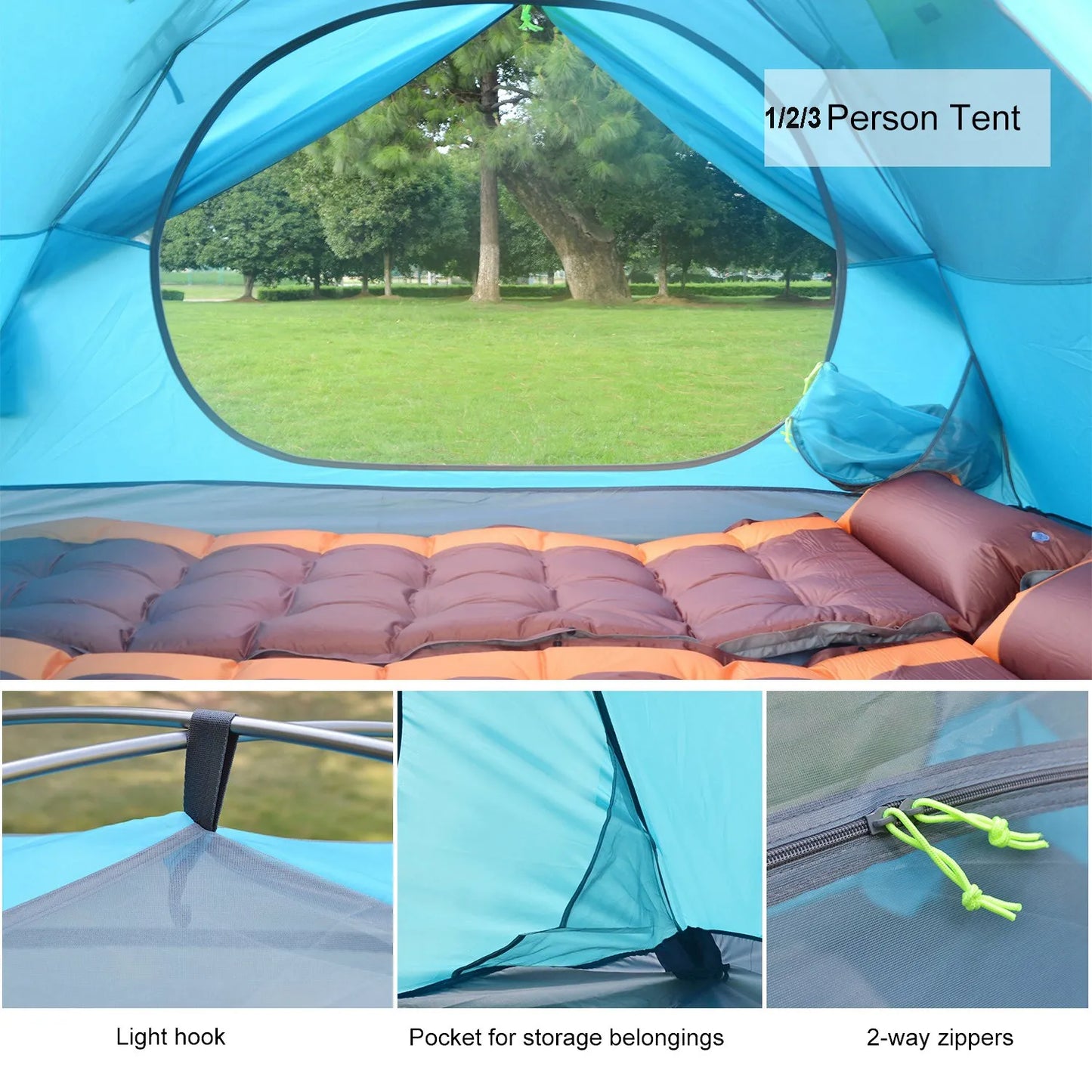 Lightweight Waterproof 3-Season Camping Tent for 1-3 People