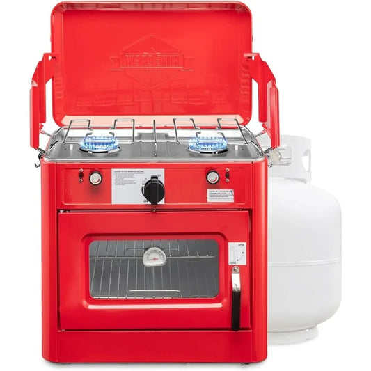 2 Burner Portable Propane Camping Stove and Oven with Carry Bag