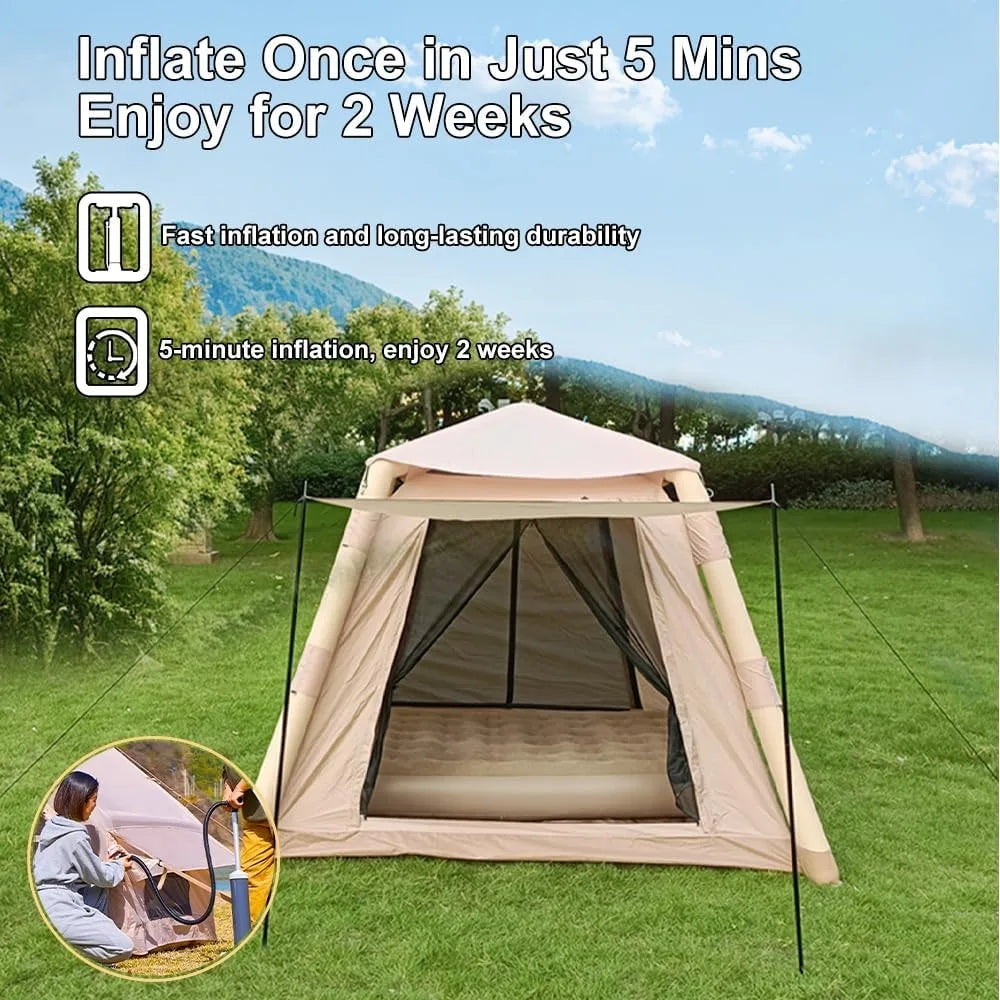 4 Season Inflatable Camping Tent for 2 to 4 People