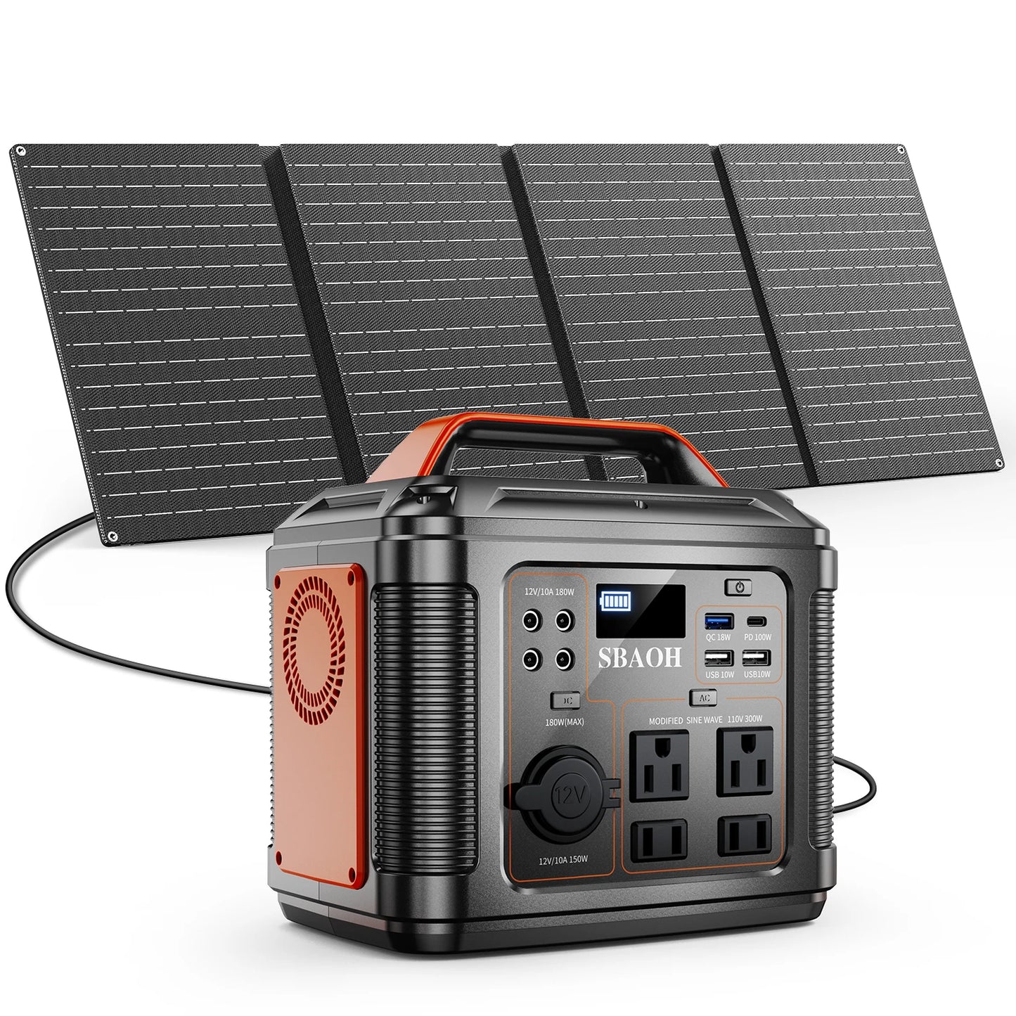 300W Portable Power Station with Solar Panel 296Wh 80000mAh