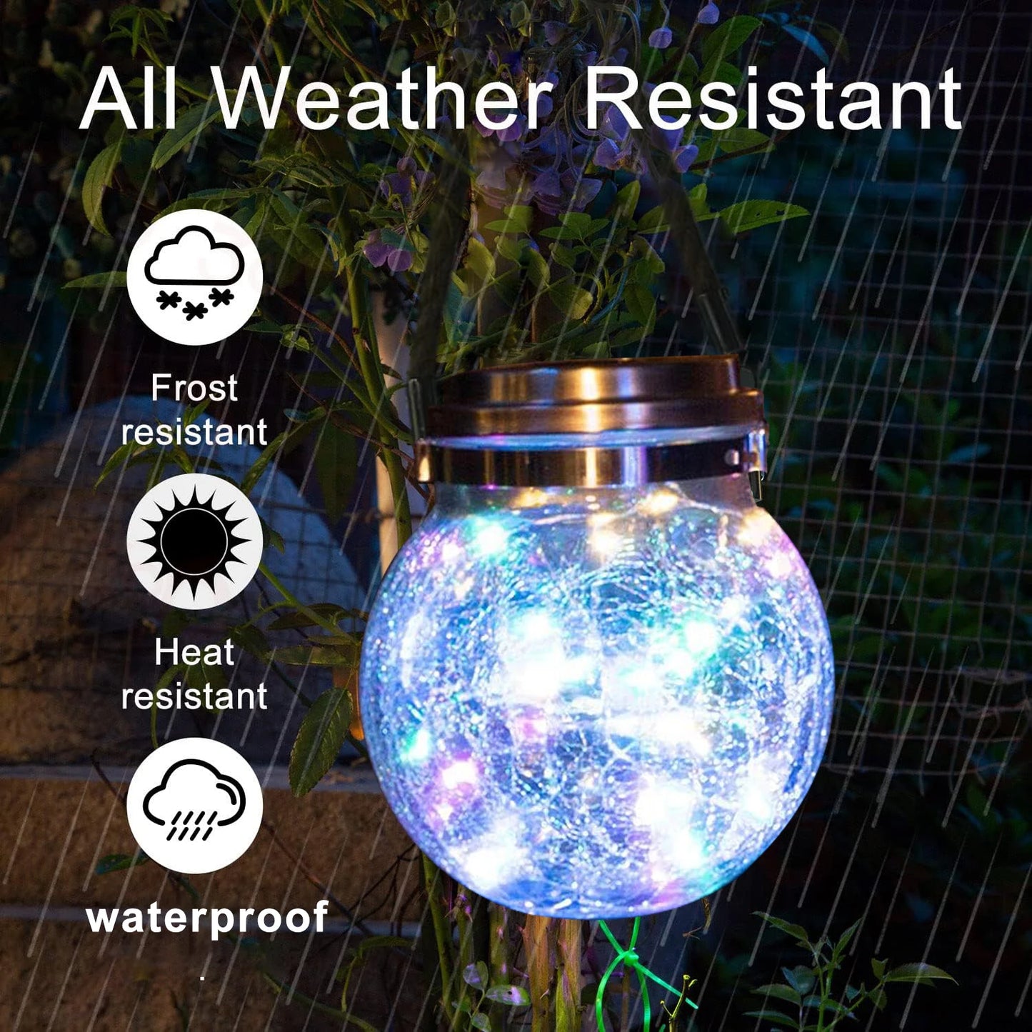 2-Pack Solar Cracked Glass Lanterns with 30 LEDs