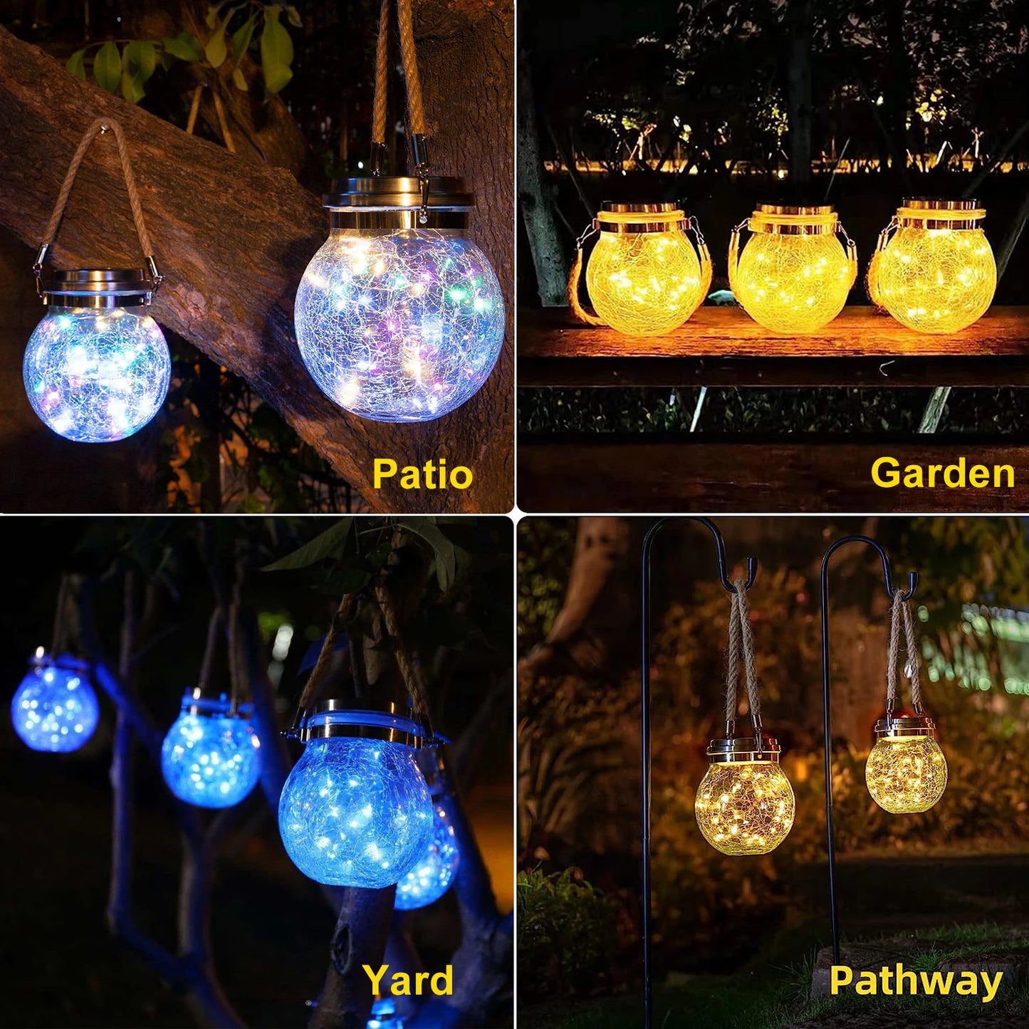 2-Pack Solar Cracked Glass Lanterns with 30 LEDs