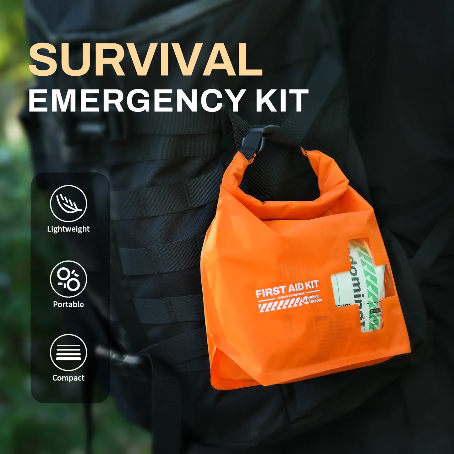 Rhino Rescue Waterproof First Aid Kit for Outdoor and Emergency Survival