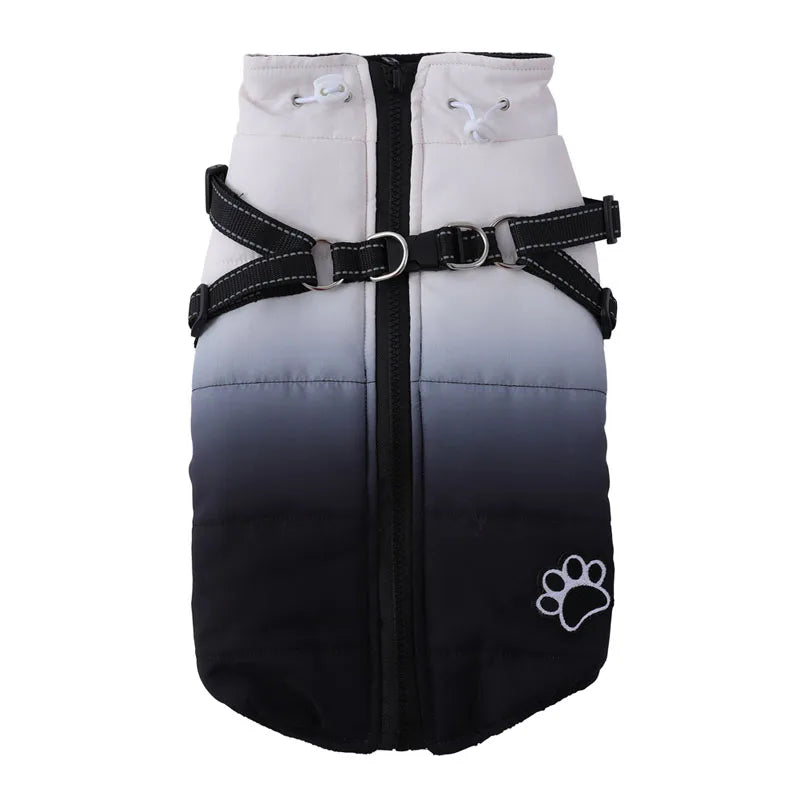 Reflective Winter Dog Jacket with Built-In Harness