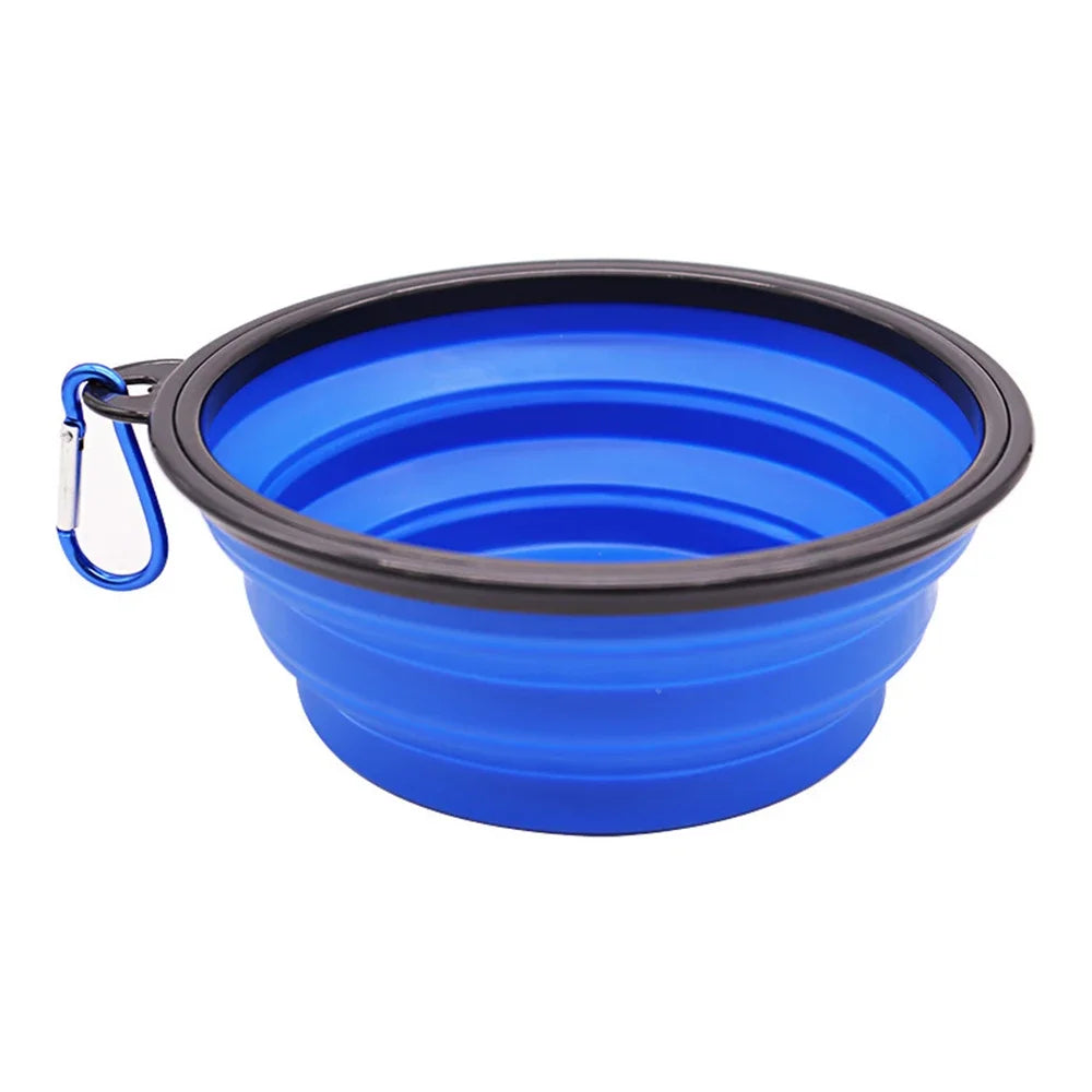 Outdoor Portable Collapsible Silicone Pet Bowl with Hanging Hook