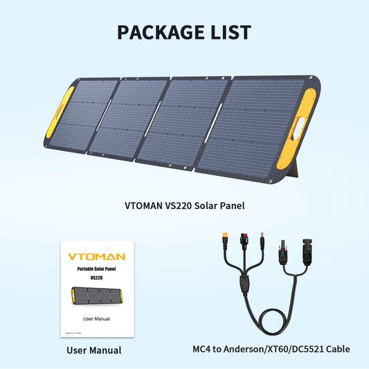 VTOMAN VS220 Rigid Foldable Solar Panel 220W Travel Kit