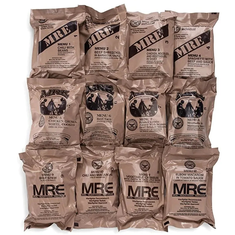 US Military Surplus MRE Meals Ready to Eat 2021 Inspect A+B Case Bundle Menus 1-24