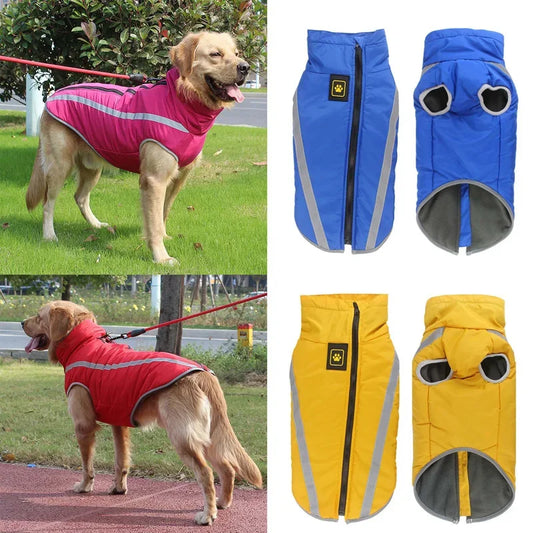 Waterproof Winter Dog Jacket for Large Dogs with Reflective Safety Design