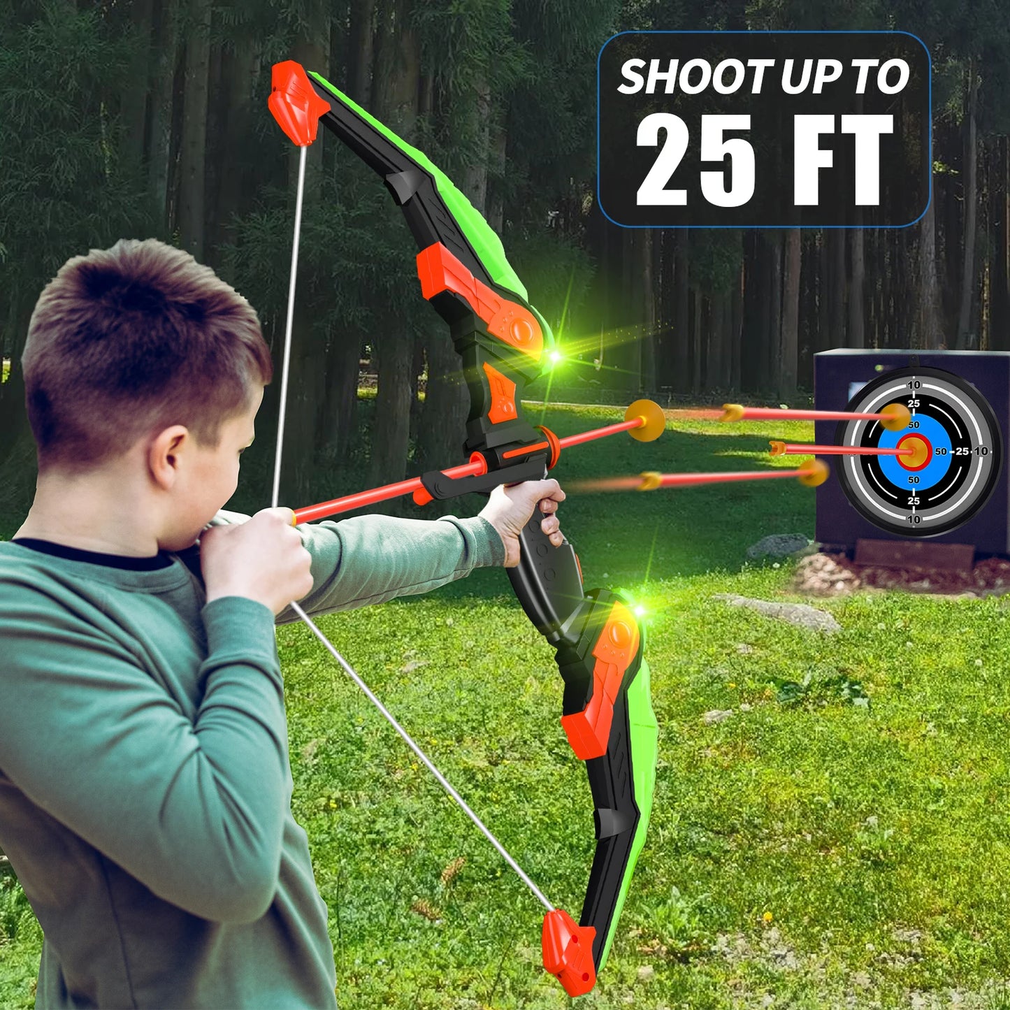 LED Light Up Bow and Arrow Toy Set for Kids
