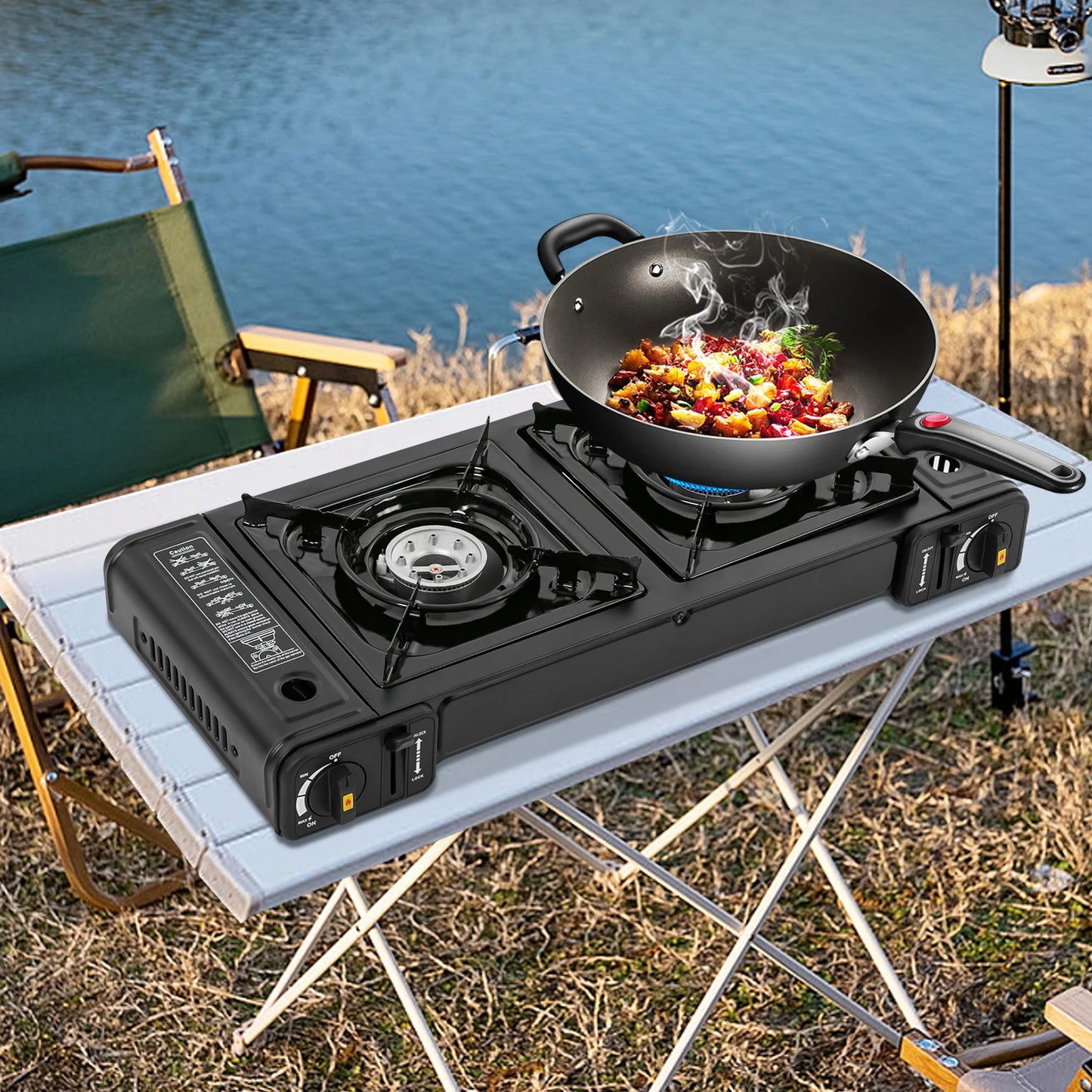 Portable Tabletop Camping Stove with Auto Ignition