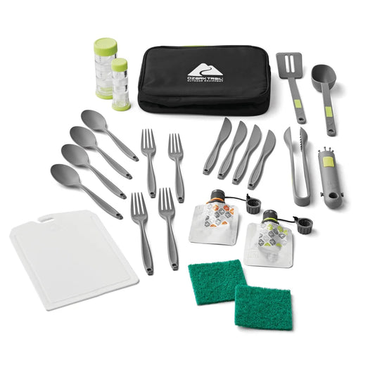 24 Piece Portable Camping Kitchen Utensil Set with Travel Bag