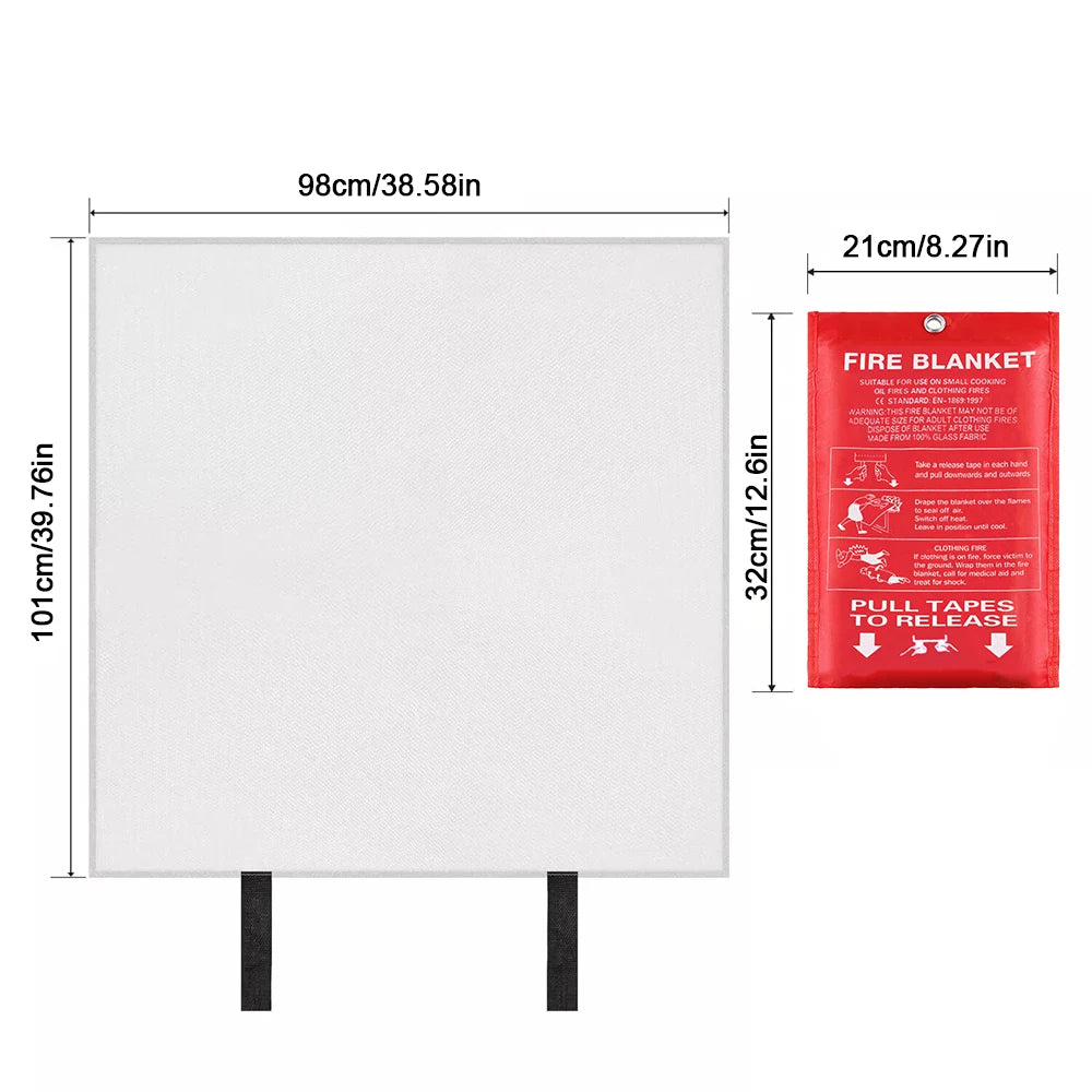 Fiberglass Fire Blanket Emergency Flame Retardant Suppression Safety Cover
