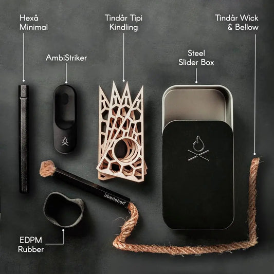 All In One Survival Fire Starter Kit with Ferro Rod and Tinder