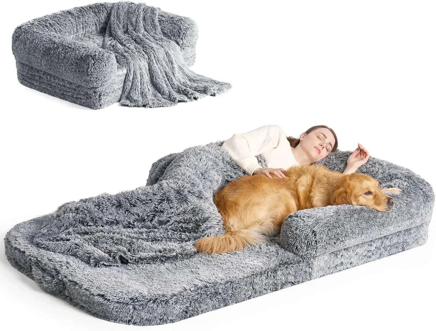 Foldable Orthopedic Memory Foam Human/Dog Bed