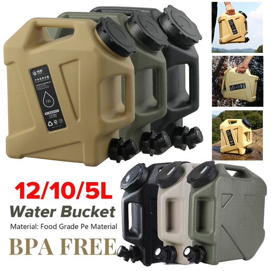 3/5/10/12L Portable Camping Water Bucket Driving Water Tank Container Bag with Faucet for Outdoor Camping Cooking Picnic Hiking