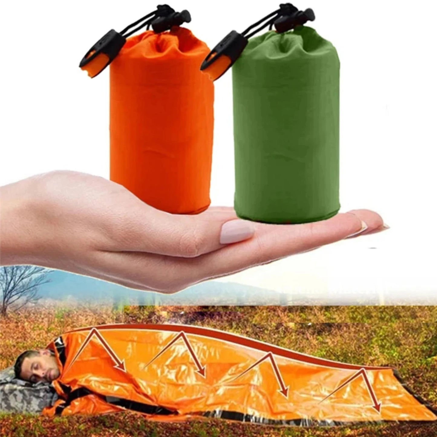 Portable Waterproof Emergency Survival Bivy Sack Thermal Mylar Blanket