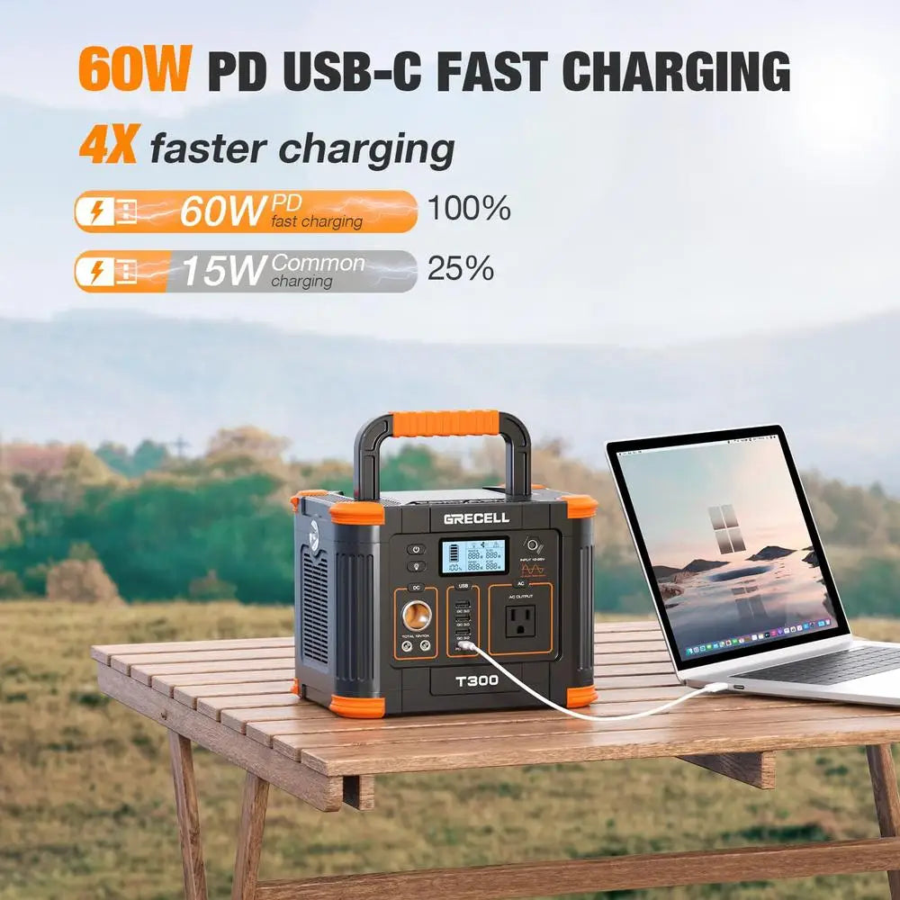 300W Portable Solar Generator 288Wh Power Station with USB-C & AC Outlet