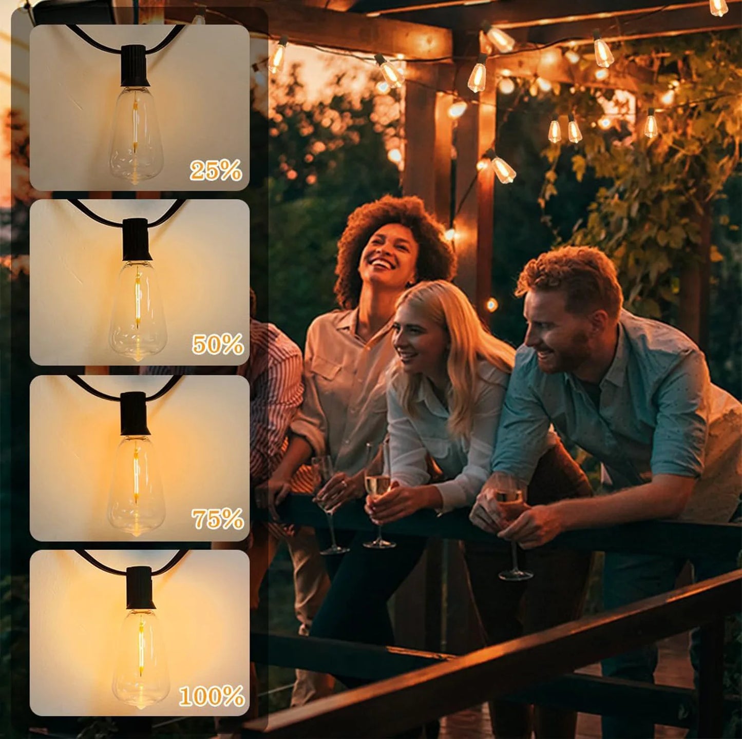 Remote Dimmable Solar String Lights for Outdoor & Patio