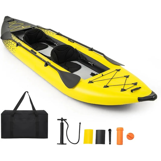 12.5Ft Inflatable Tandem Kayak with Paddles and Pump