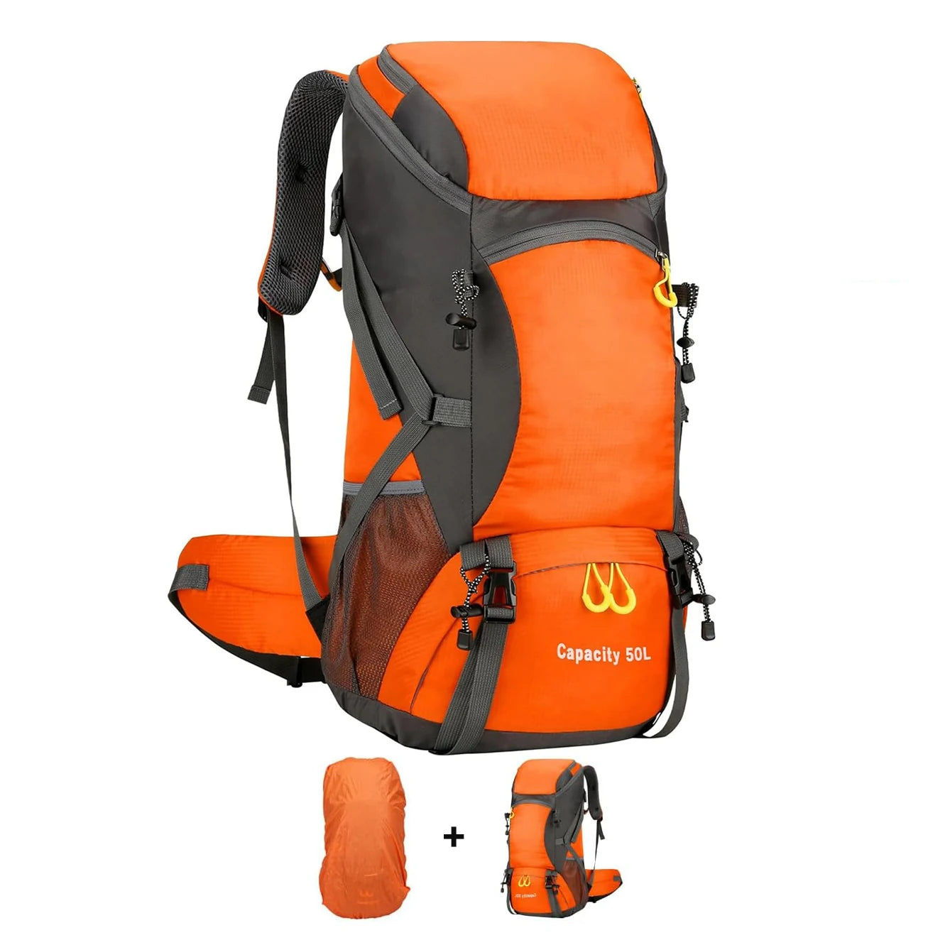 Waterproof 50L Hiking Backpack with Rain Cover for Camping & Travel