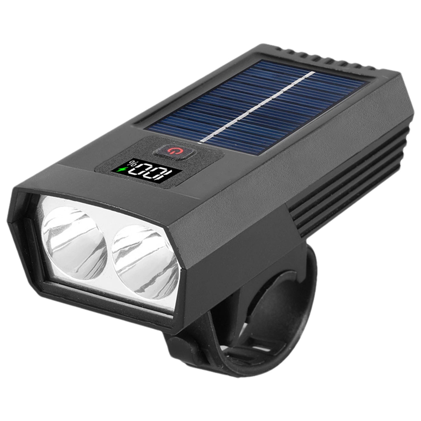 Solar Rechargeable Bike Headlight with LED Display