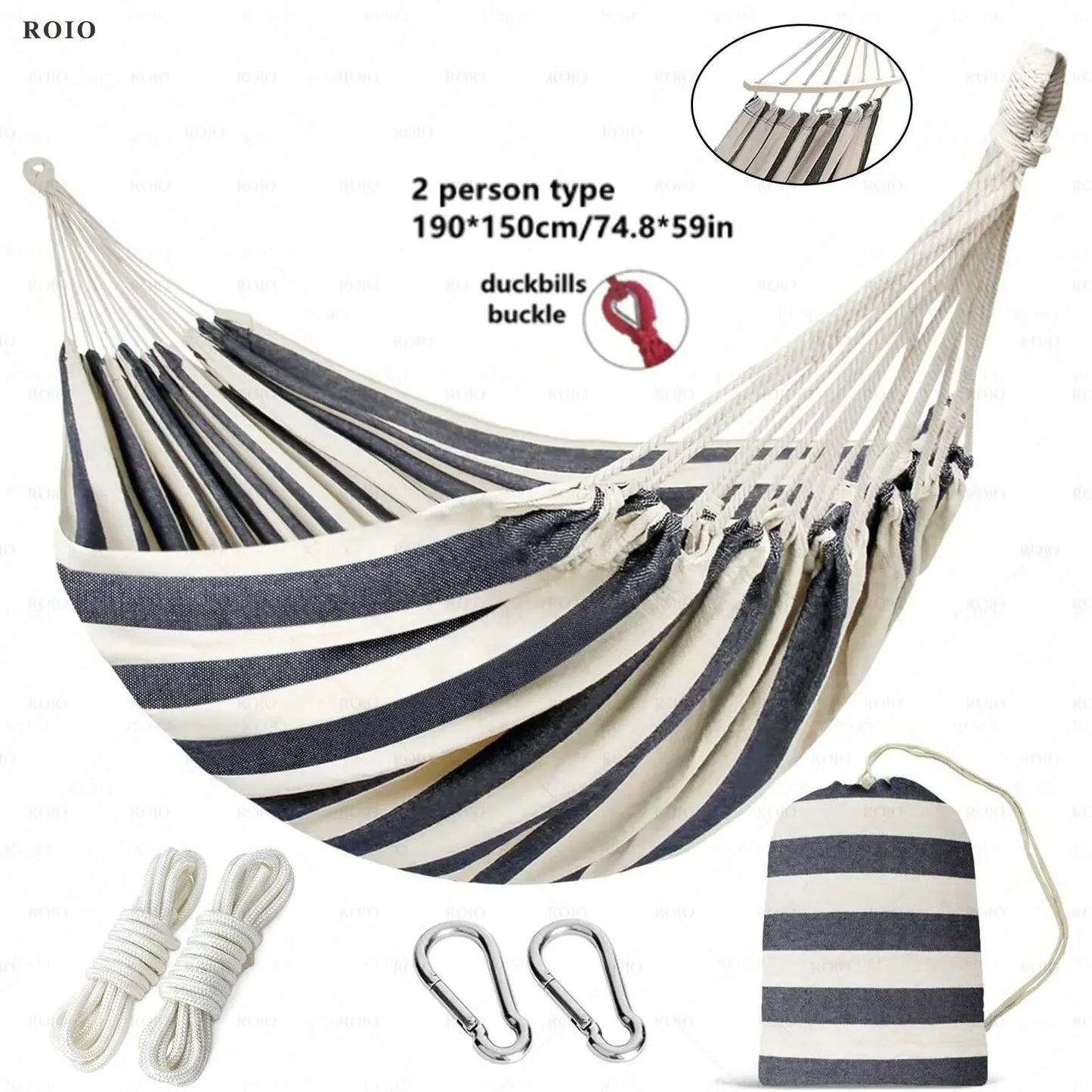 Durable Canvas Camping Hammock Single & Double with Travel Bag