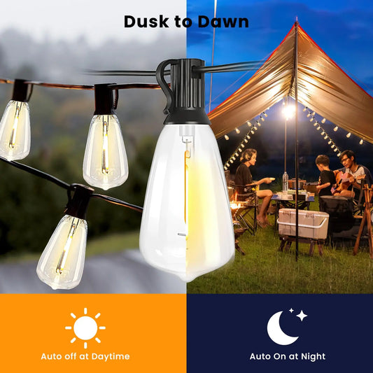 Solar String Lights 100ft with Shatterproof LED Bulbs and 4 Modes
