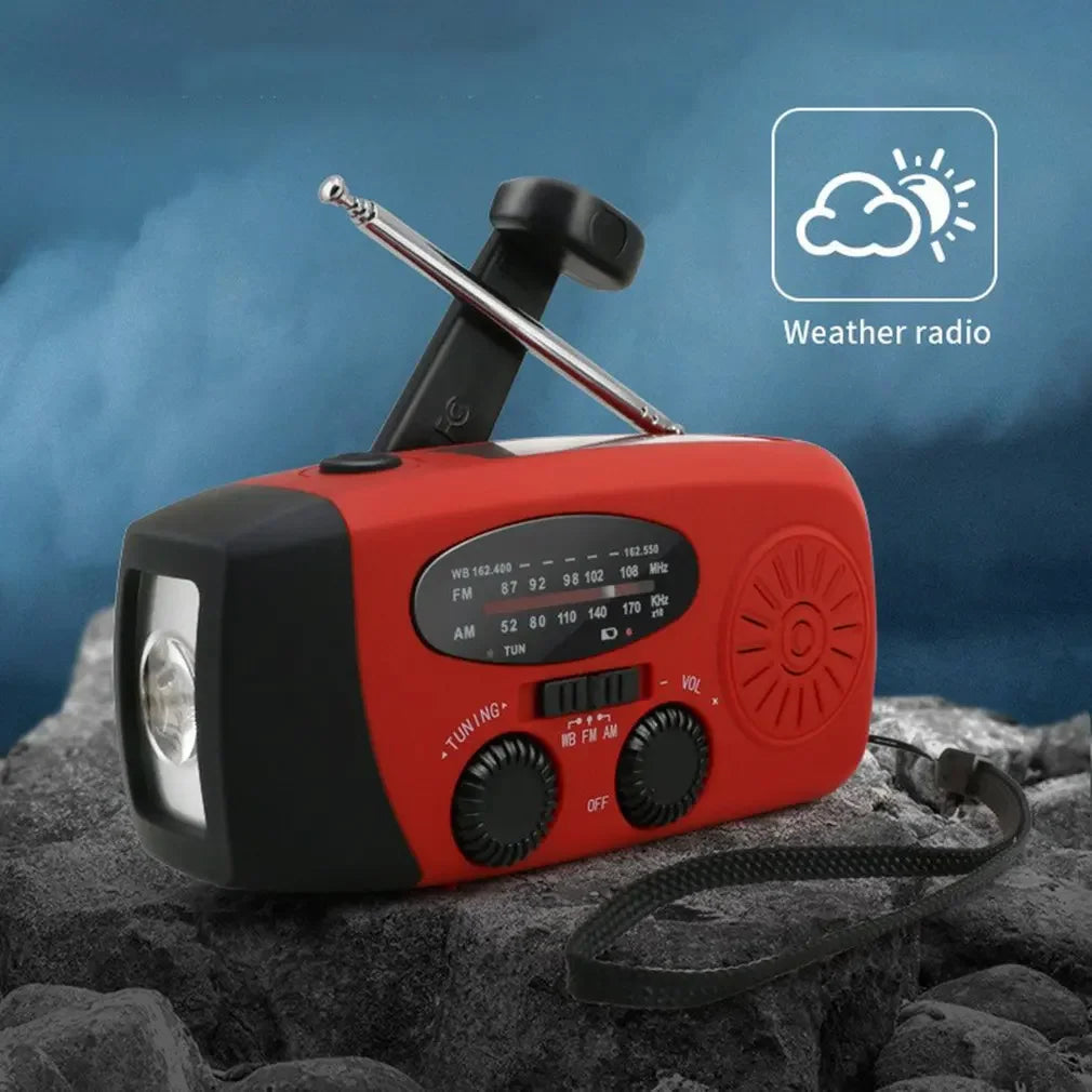 Emergency Solar Hand Crank Weather Radio with LED Flashlight & Charger