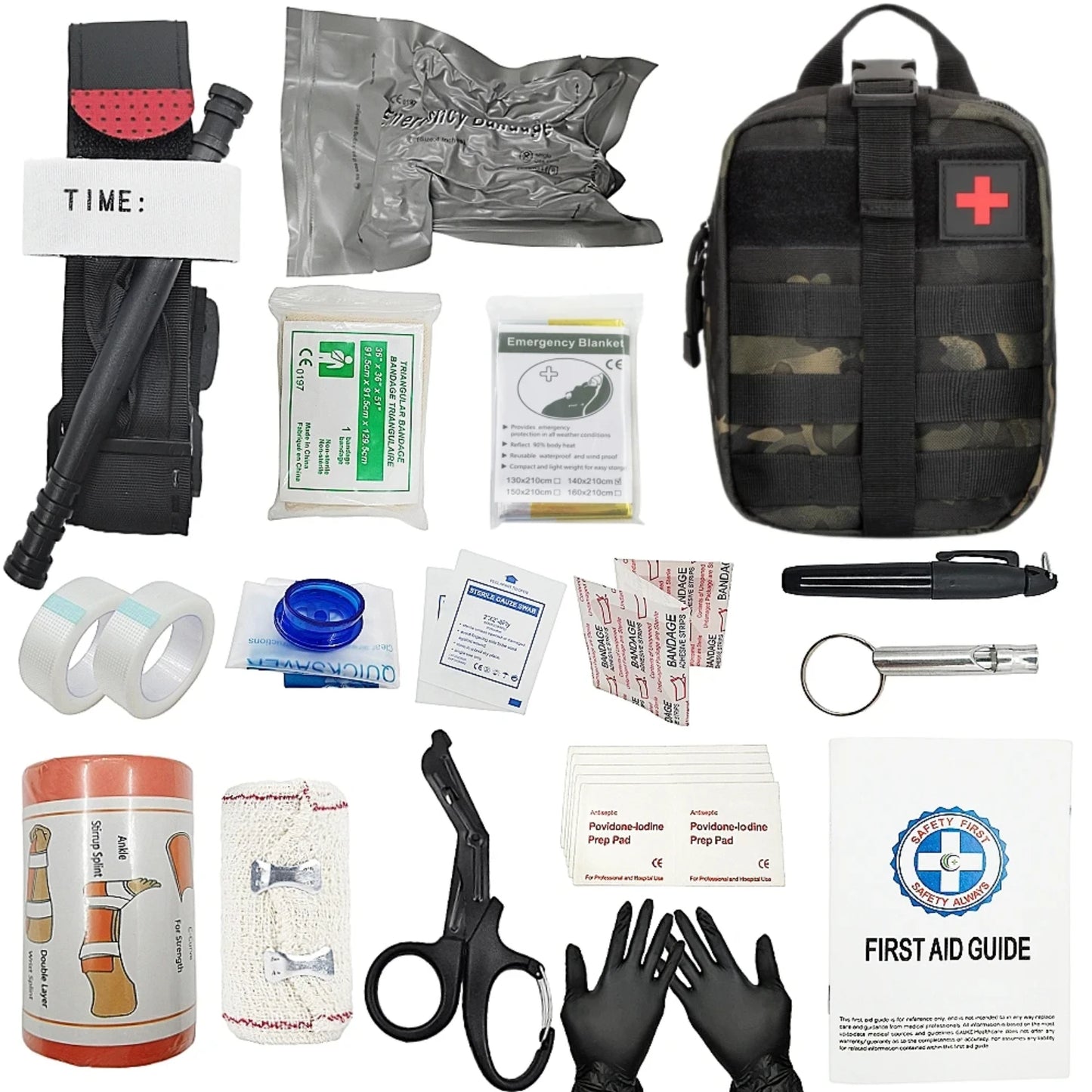 Outdoor Survival Gear Bag Medical Emergency First Aid Kit Military Tourniquet Bandage Camping