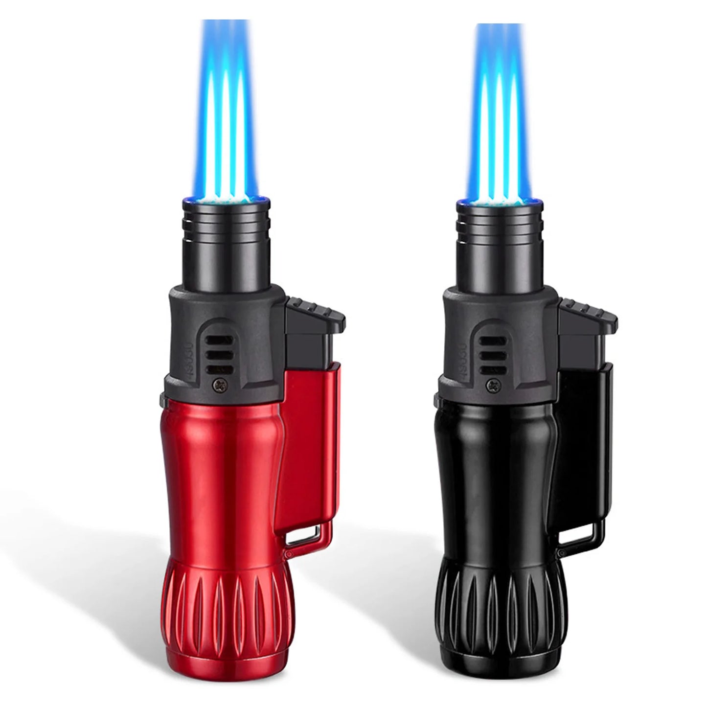 2-Piece Triple Jet Flame Torch Lighter Set Windproof Refillable