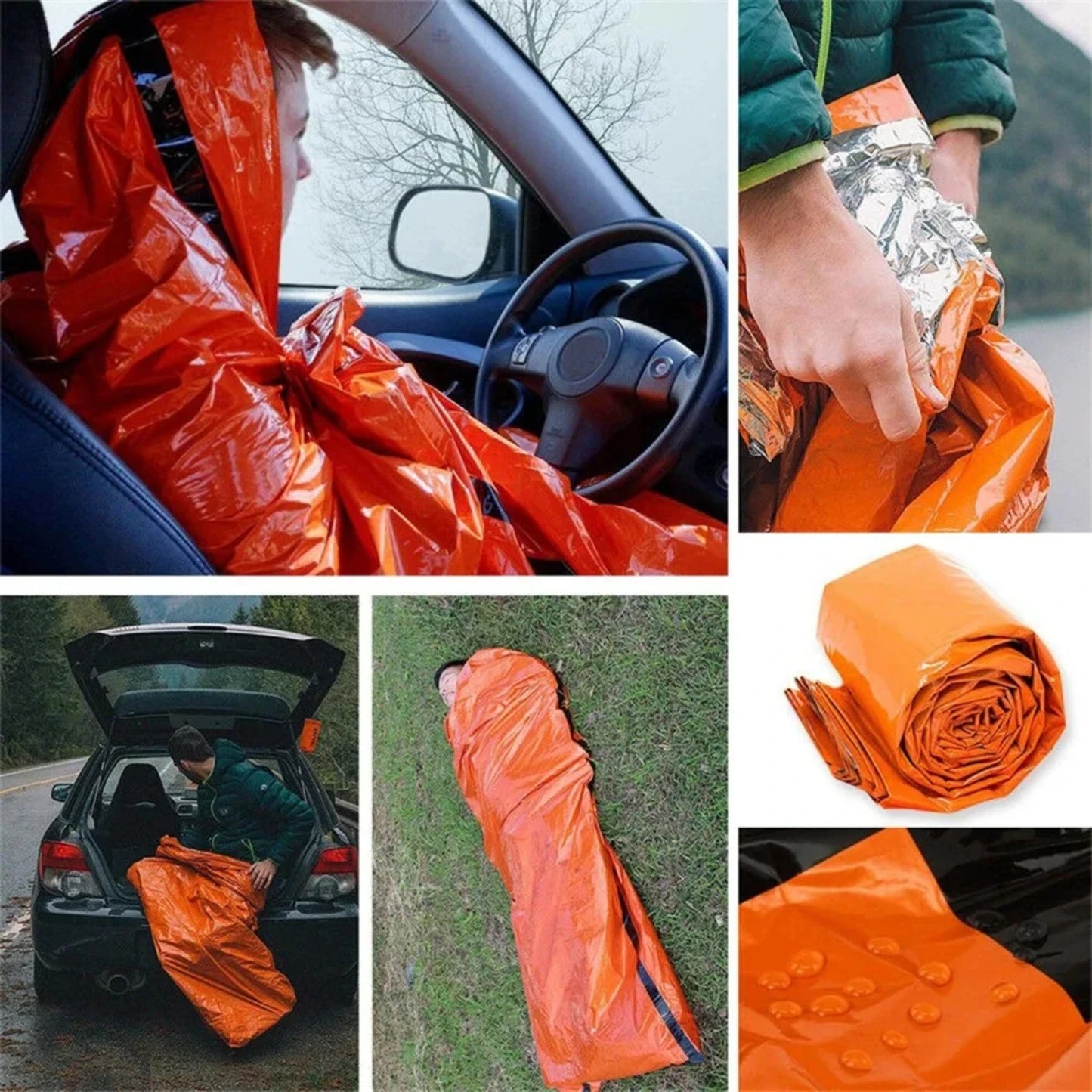 Portable Waterproof Emergency Survival Bivy Sack Thermal Mylar Blanket